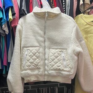 ALO Yoga Cream Sherpa Zip-Up Puffer Jacket
